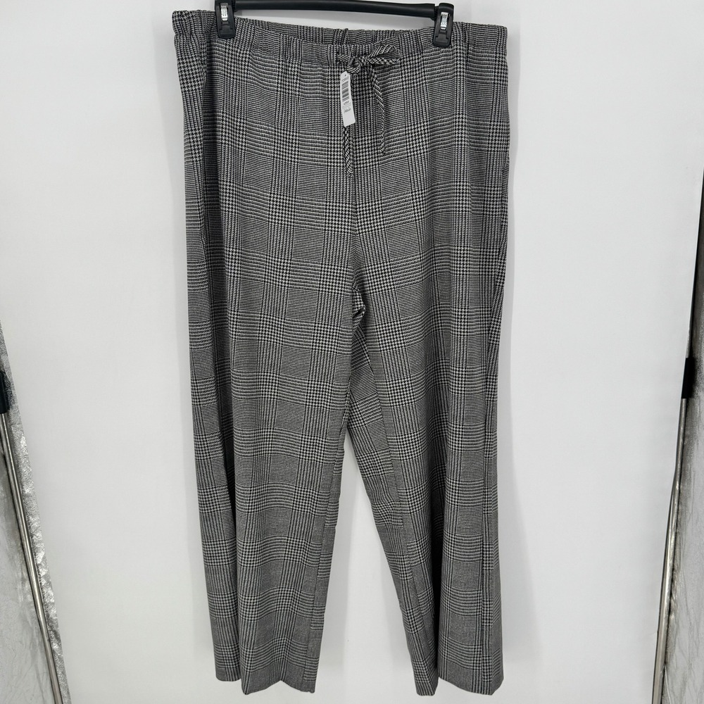 Torrid Studio Stretch Crepe High Rise Wide Leg Pant Glen Plaid Heather Grey 2X